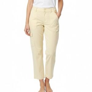 NWT Talbots SuperSoft Cargo Pants Linen Blend High Waist Crop Yellow Women’s 6